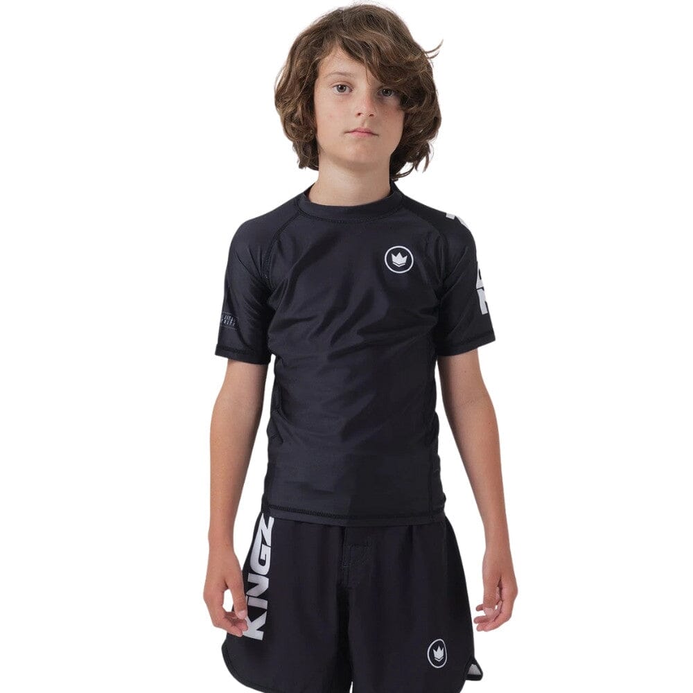 Kingz Kore V2 Youth Short Sleeve Rashguard Black Rashguards Kingz Black X Small 