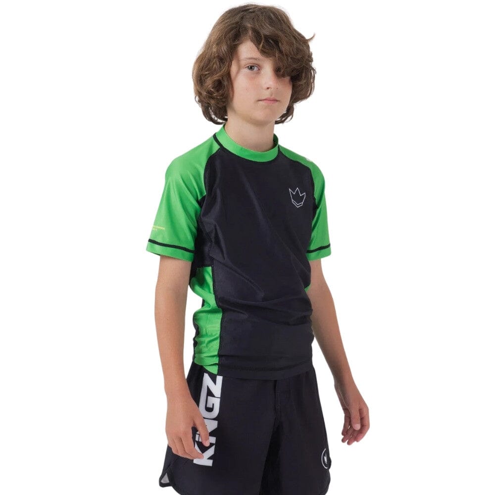 Kingz Ranked V2 Youth Short Sleeve Rashguard Green Rashguards Kingz 