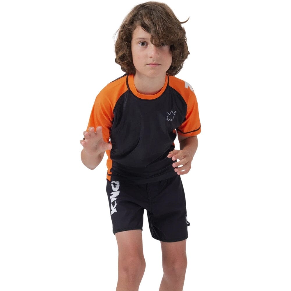 Kingz Ranked V2 Youth Short Sleeve Rashguard Orange Rashguards Kingz 