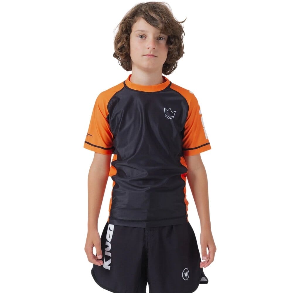 Kingz Ranked V2 Youth Short Sleeve Rashguard Orange Rashguards Kingz Orange X Small 