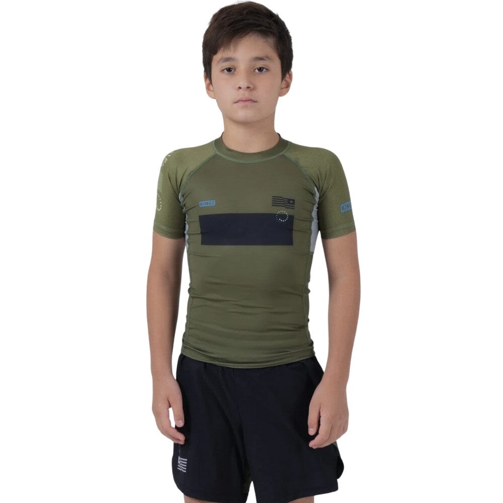Kingz Trooper Youth Rashguard Military Green Rashguards Kingz Military Green X Small 