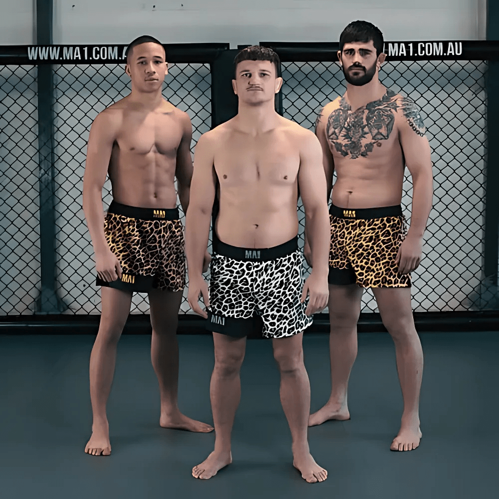 MA1 Craig Jones Gold Leopard High Cut MMA Shorts MMA Shorts MA1 Combat 