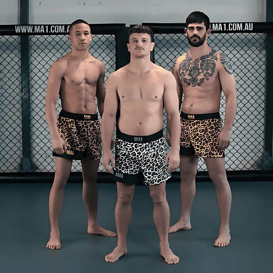 MA1 Craig Jones Gold Leopard High Cut MMA Shorts MMA Shorts MA1 Combat 