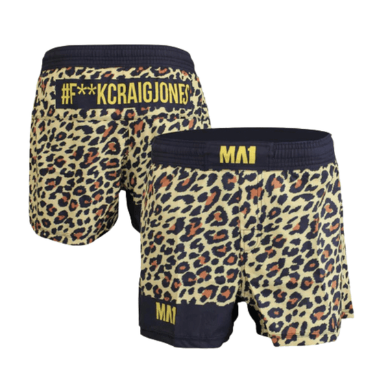 MA1 Craig Jones Gold Leopard High Cut MMA Shorts MMA Shorts MA1 Combat 