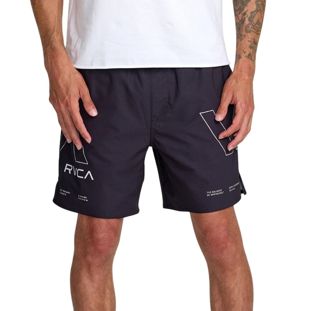 RVCA Yogger 2 in 1 Short 17-Inch Short Black Training Shorts RVCA Black Small 