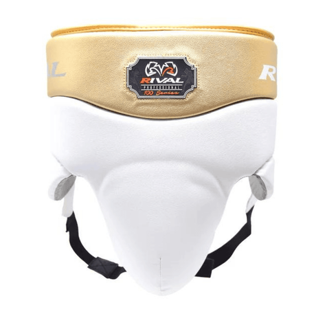 Rival RNFL100 Professional Groin Protector with Laces Groin Guards Rival White/Gold Small 