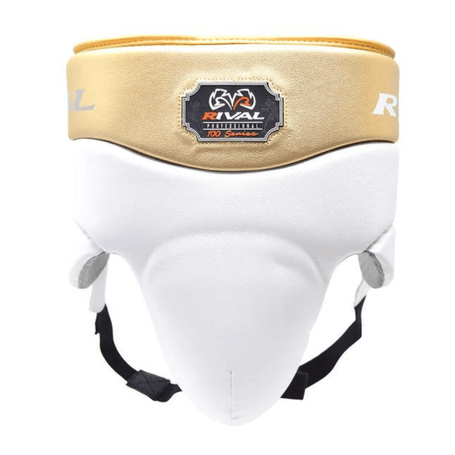 Rival RNFL100 Professional Groin Protector with Laces Groin Guards Rival White/Gold Small 
