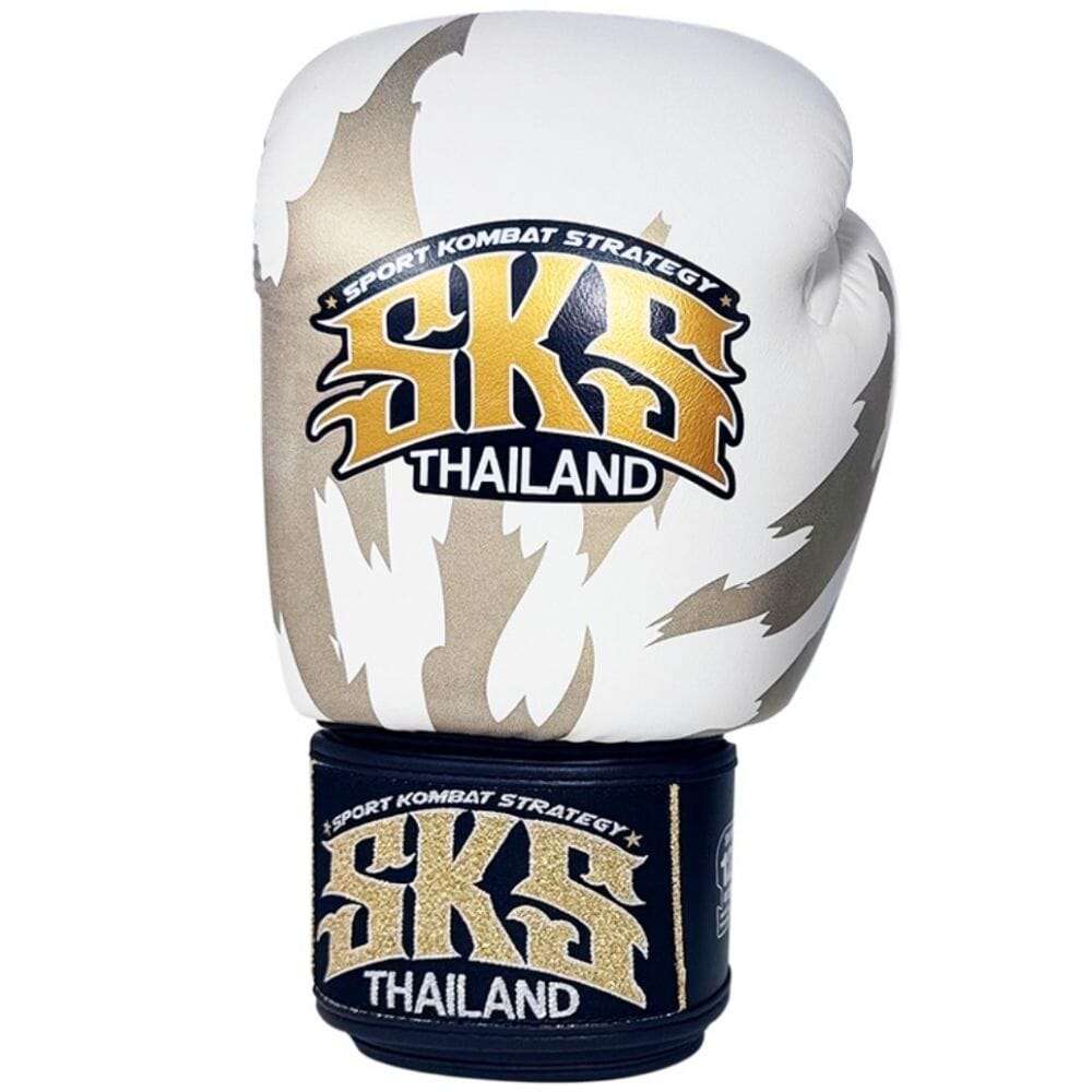 SKS Claw Muay Thai Gloves White Muay Thai Gloves SKS White/Gold 10oz 