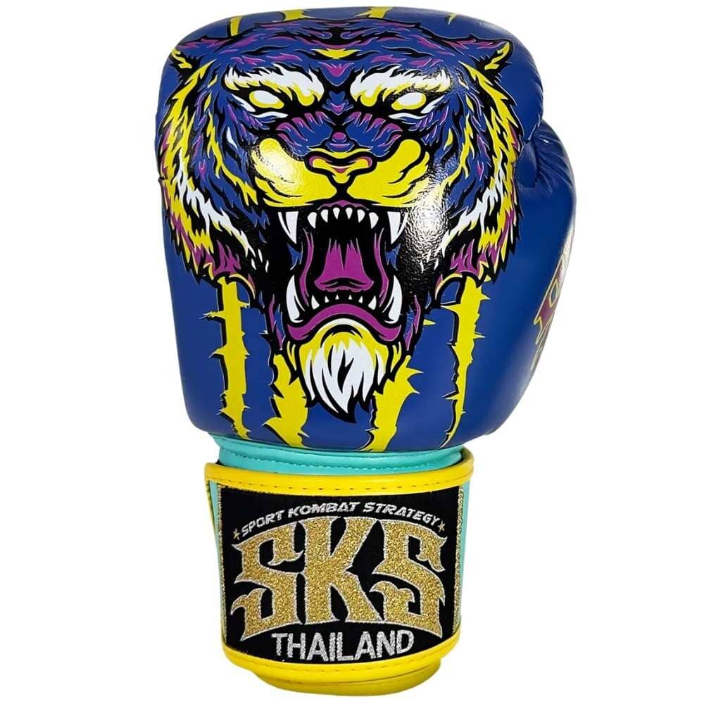SKS UV Tiger Blue Muay Thai Gloves Muay Thai Gloves SKS 