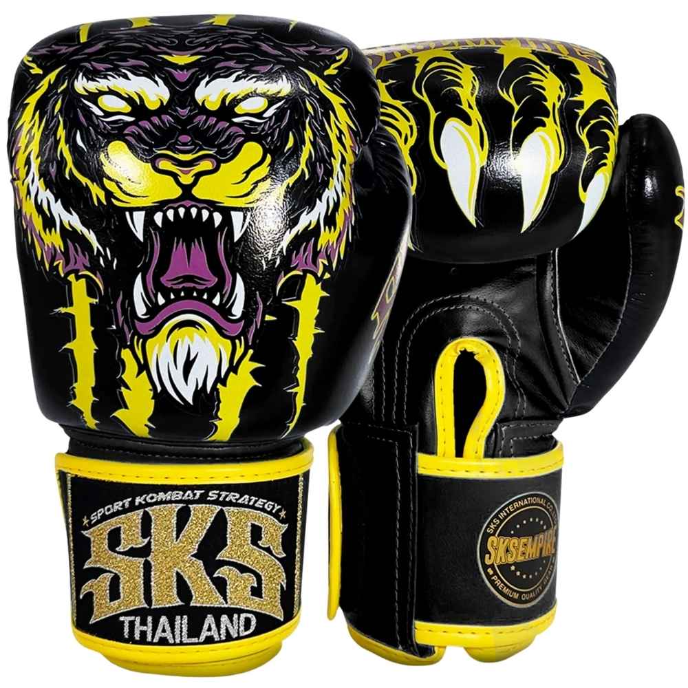 SKS Tiger Muay Thai Gloves Black Muay Thai Gloves SKS 