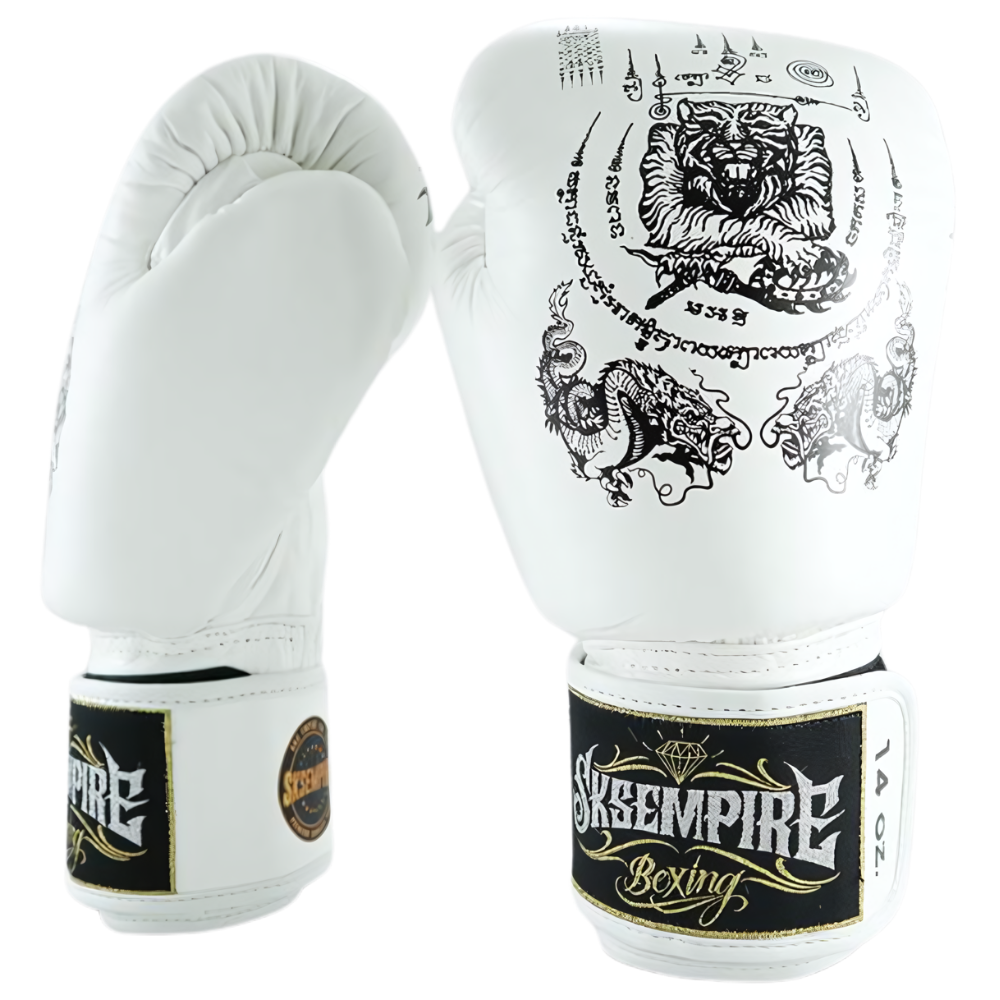 SKS White Sakyant Muay Thai Gloves