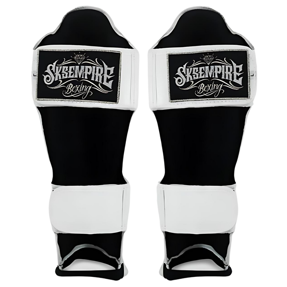 SKS White Sakyant Muay Thai Shin Guards