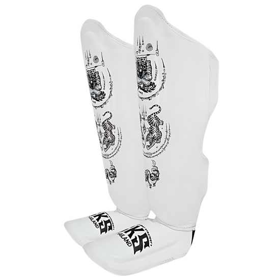 SKS White Sakyant Muay Thai Shin Guards