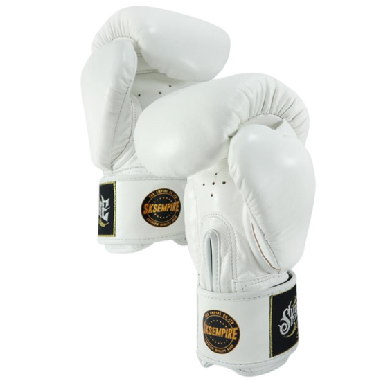 SKS White Muay Thai Boxing Gloves