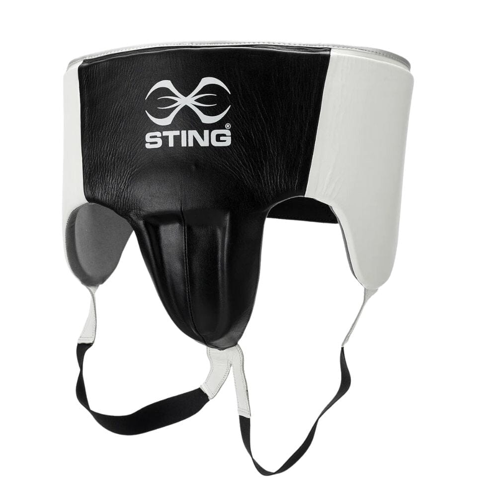Sting Pro Leather Abdominal Guard White/Black/Silver Belly Pads Sting 