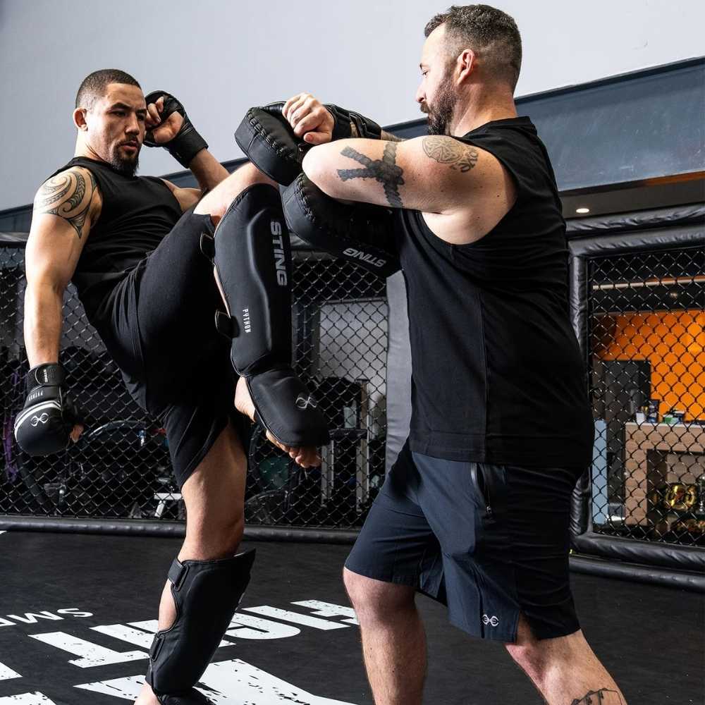 Sting Python MMA Shin and Foot Protector Black/White Shin Guards Sting 