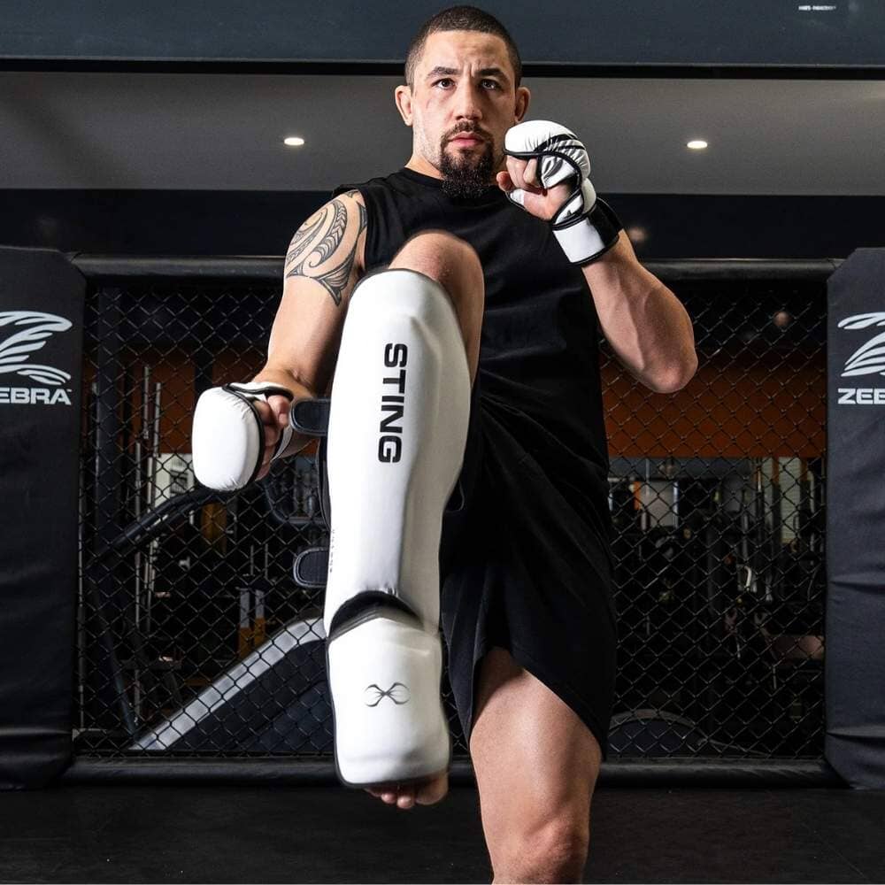 Sting Python MMA Shin and Foot Protector White/Black Shin Guards Sting 