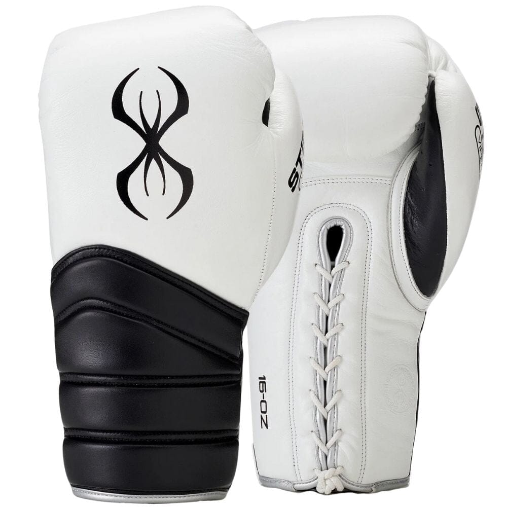 Sting Viper X Lace Up Sparring Gloves White/Black/Silver Boxing Gloves Sting White/Black/Silver 12oz 