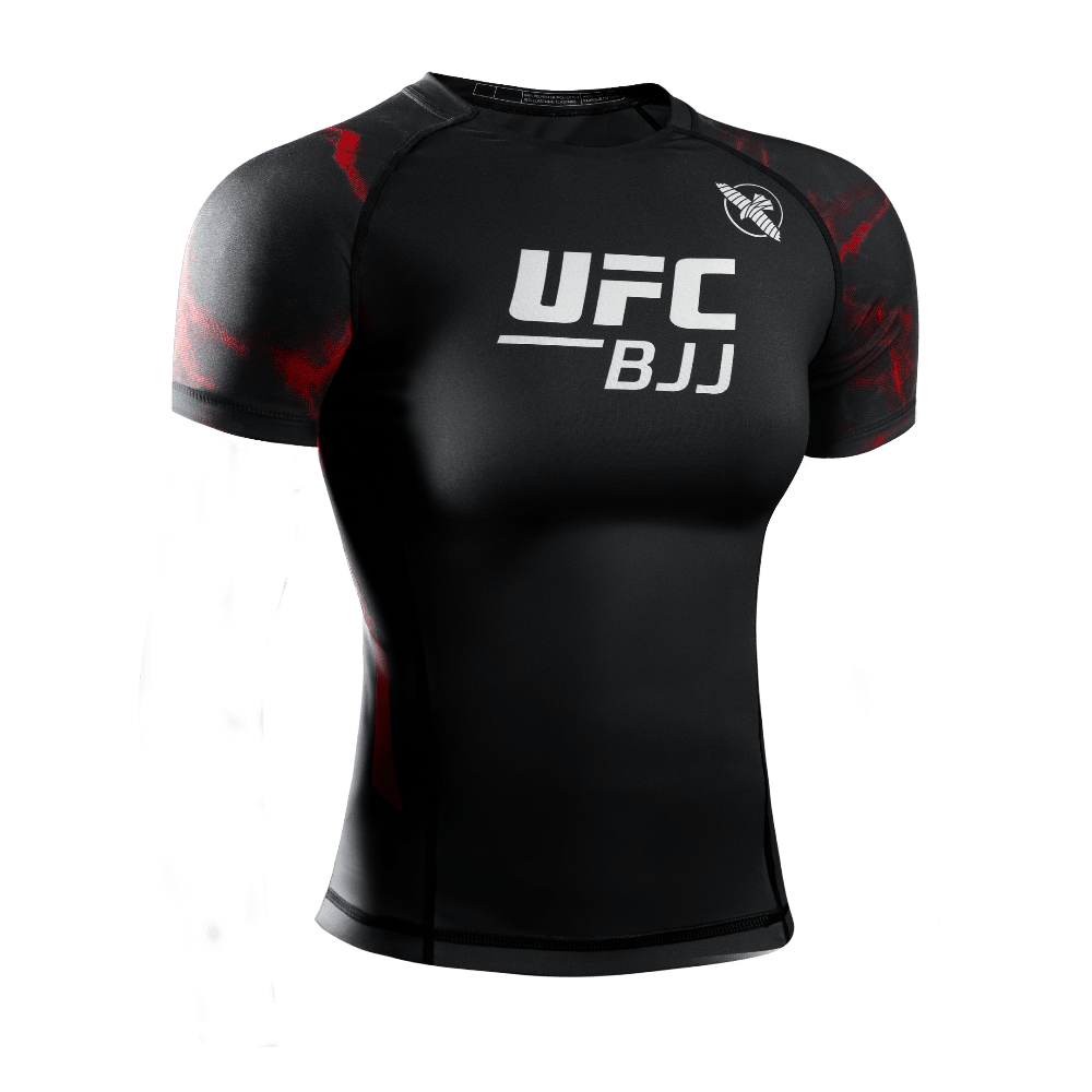 Hayabusa UFC BJJ Womens Short Sleeve Rashguard Black/Red Rashguards Hayabusa Black/Red X Small 