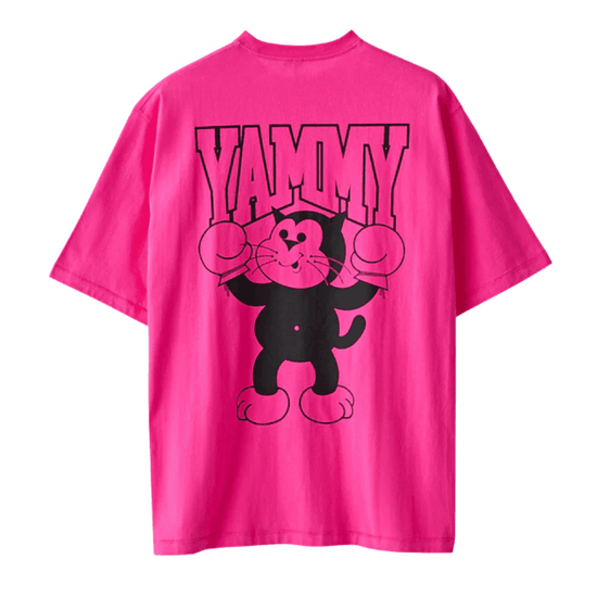 YAMMY Cat Champ Pink T-Shirt T-Shirts Yammy Boxing Pink X Small 