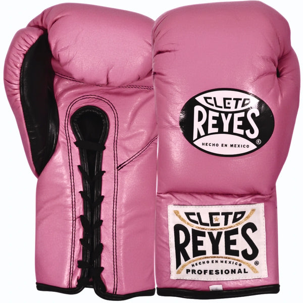 Cleto Reyes Official Pro Boxing Gloves Pink/Black | Lace- – MMA