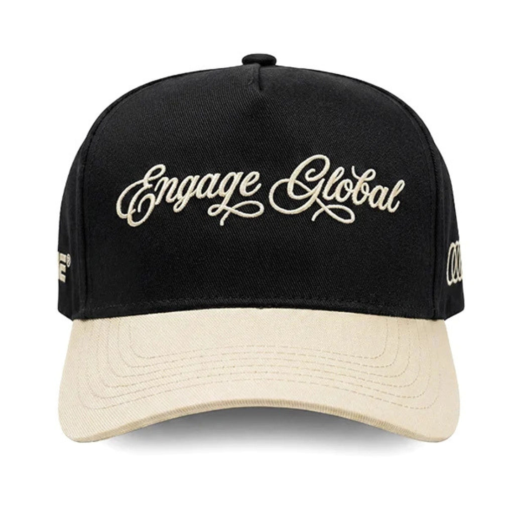 Engage Global Cursive Snapback Hat Black/Cream — Engage