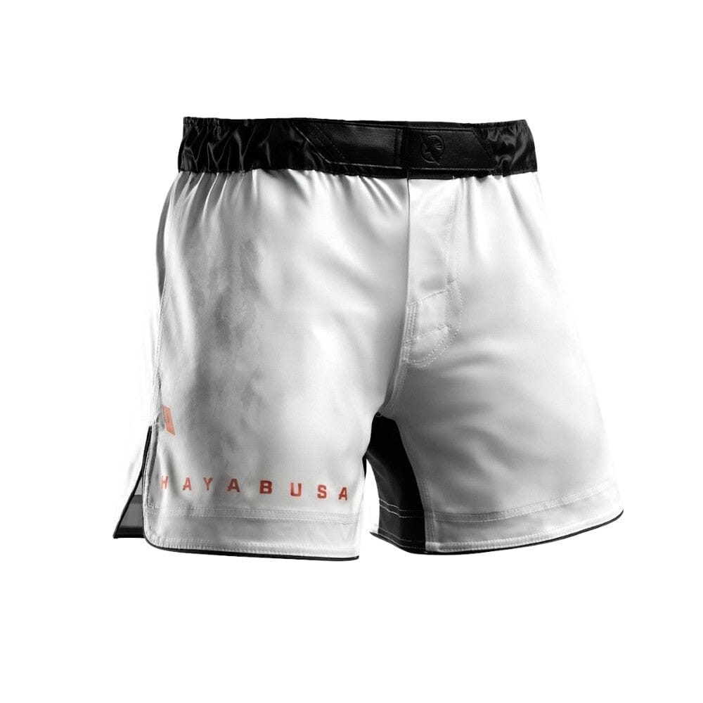 Hayabusa Apex Mid Thigh Fight Shorts Ash White MMA Shorts Hayabusa 