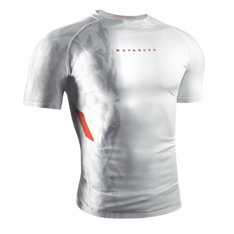 Hayabusa Apex Short Sleeve Rashguard Ash White Rashguards Hayabusa 