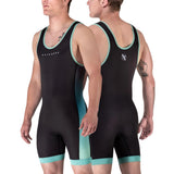 Hayabusa Mens Surge Wrestling Singlet Black/Cyan