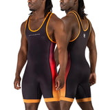 Hayabusa Mens Surge Wrestling Singlet Black/Orange