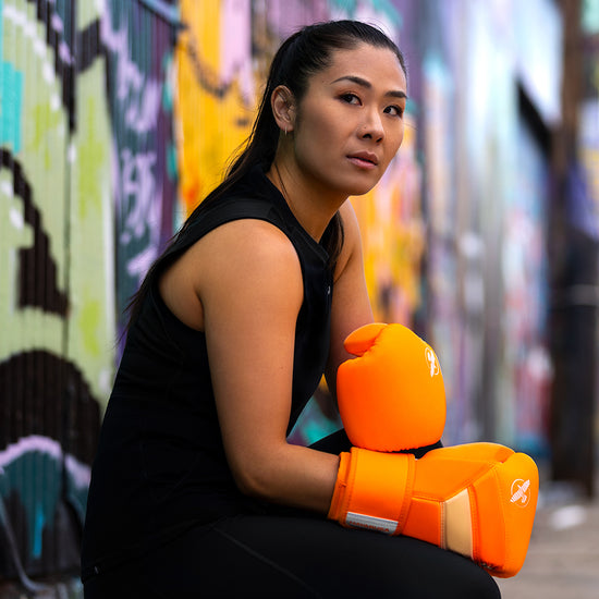 Load image into Gallery viewer, Hayabusa T3 Neon Boxing Gloves Orange Feature
