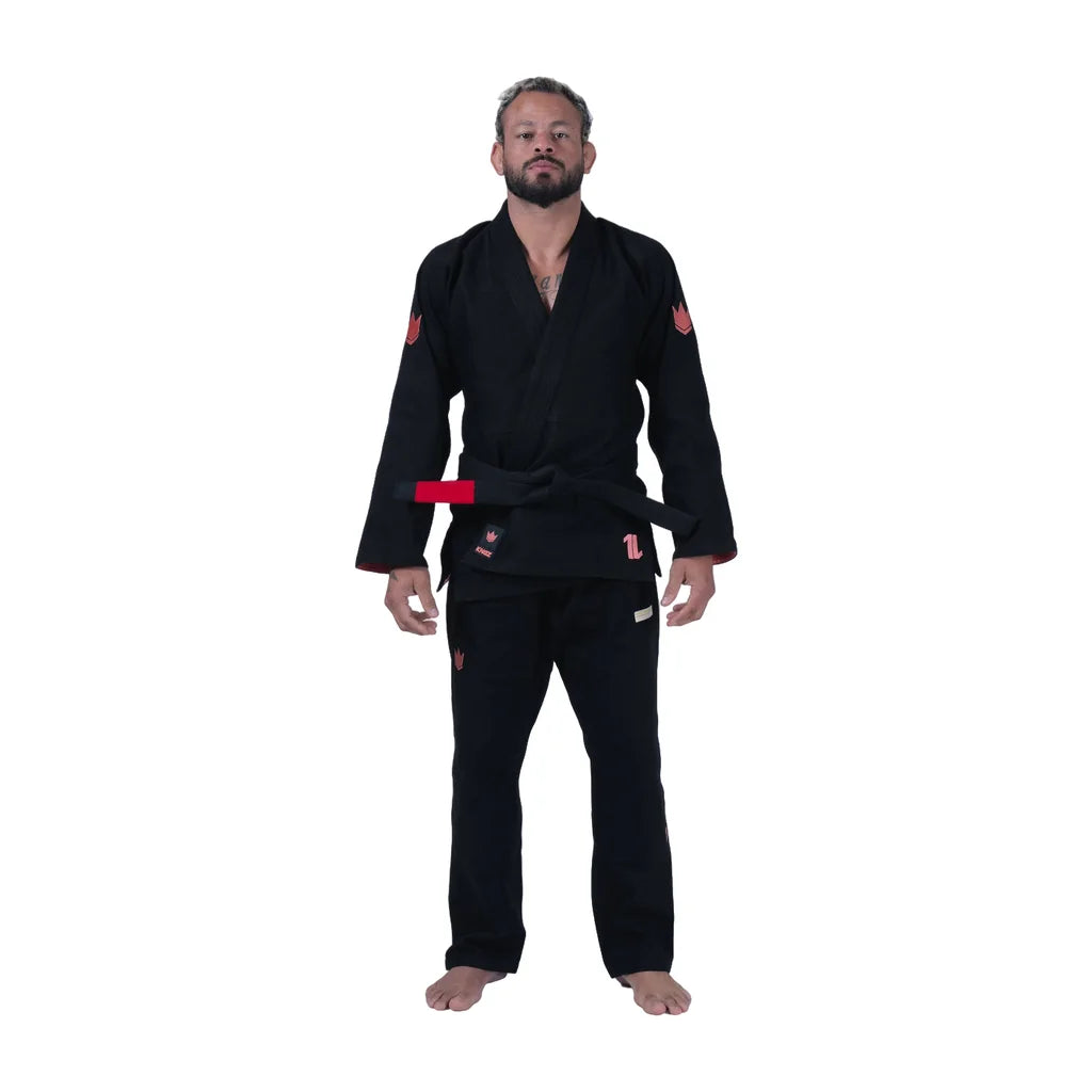 Kingz Mens The One V2 Guava Jiu Jitsu Gi Black/Peach — full-length front