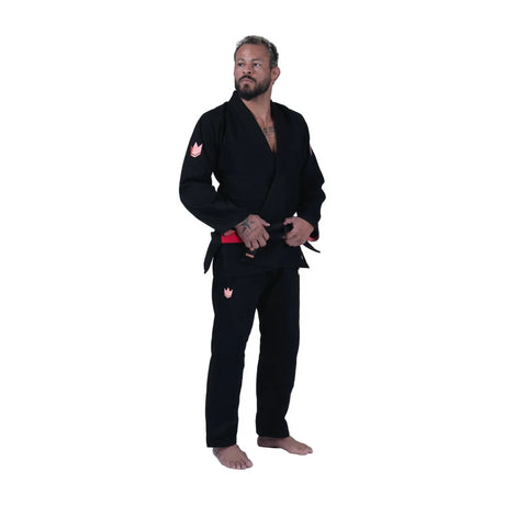 Kingz Mens The One V2 Guava Jiu Jitsu Gi Black/Peach — full-length three-quarter