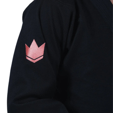 Kingz Mens The One V2 Guava Jiu Jitsu Gi Black/Peach — sleeve crown embroidery