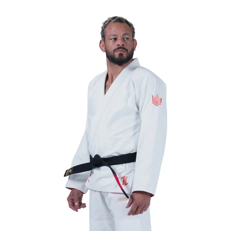 Kingz Mens The One V2 Guava Jiu Jitsu Gi White/Peach — front three-quarter