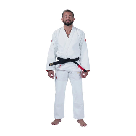 Kingz Mens The One V2 Guava Jiu Jitsu Gi White/Peach — full-length front