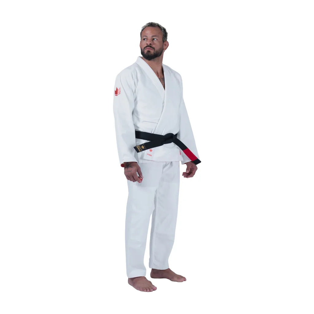 Kingz Mens The One V2 Guava Jiu Jitsu Gi White/Peach — full-length three-quarter
