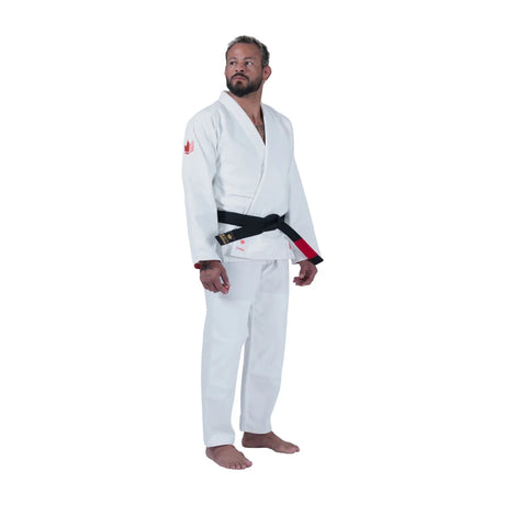 Kingz Mens The One V2 Guava Jiu Jitsu Gi White/Peach — full-length three-quarter