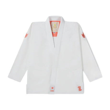 Kingz Mens The One V2 Guava Jiu Jitsu Gi White/Peach — jacket front