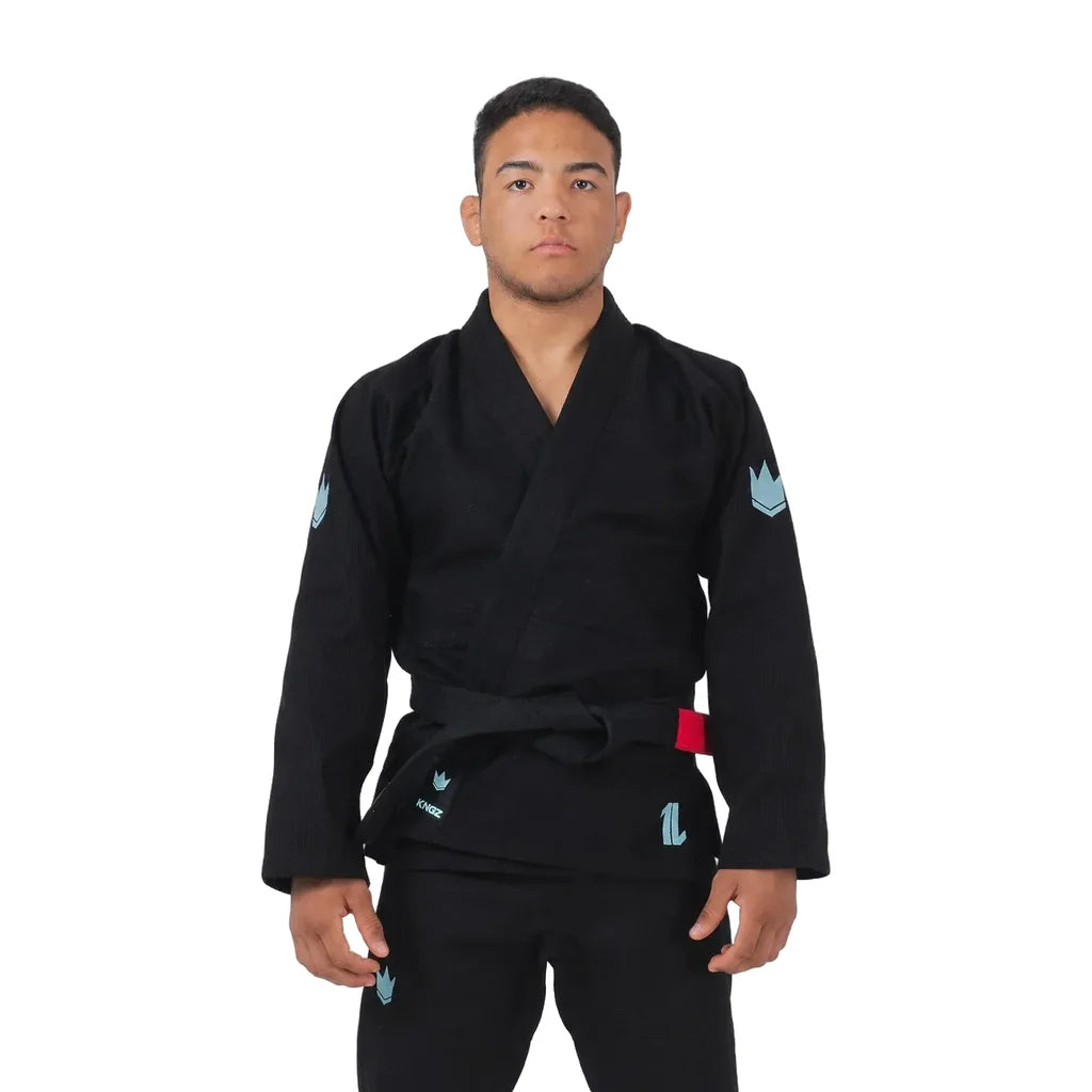 Kingz Mens The One V2 Sky Blue Jiu Jitsu Gi Blue/Black — front