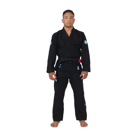 Kingz Mens The One V2 Sky Blue Jiu Jitsu Gi Blue/Black — full-length front