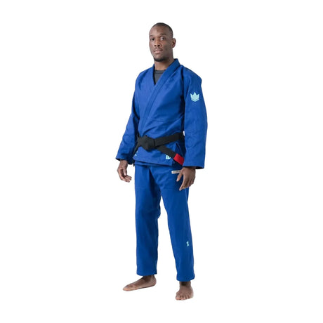 Kingz Mens The One V2 Sky Blue Jiu Jitsu Gi Blue Blue — full-length three-quarter