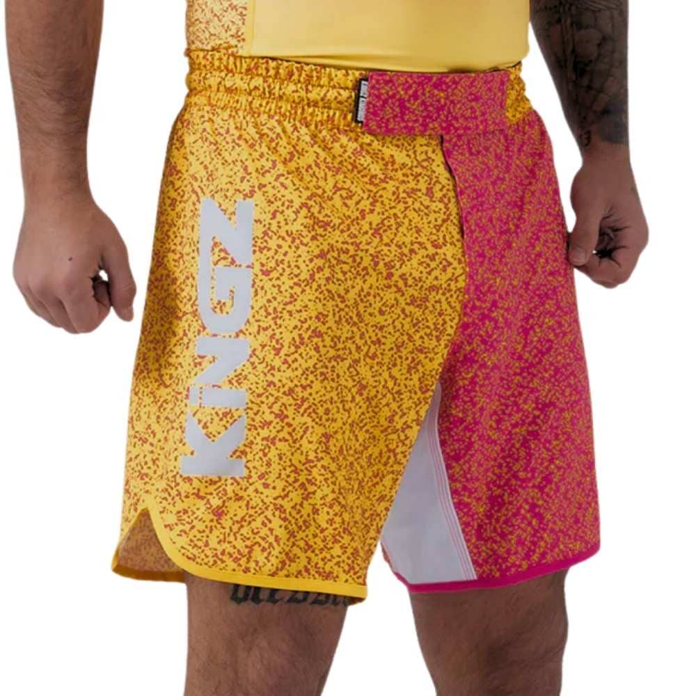 Kingz Endless Roll Grappling Shorts BJJ Shorts Kingz Yellow/Pink Small 