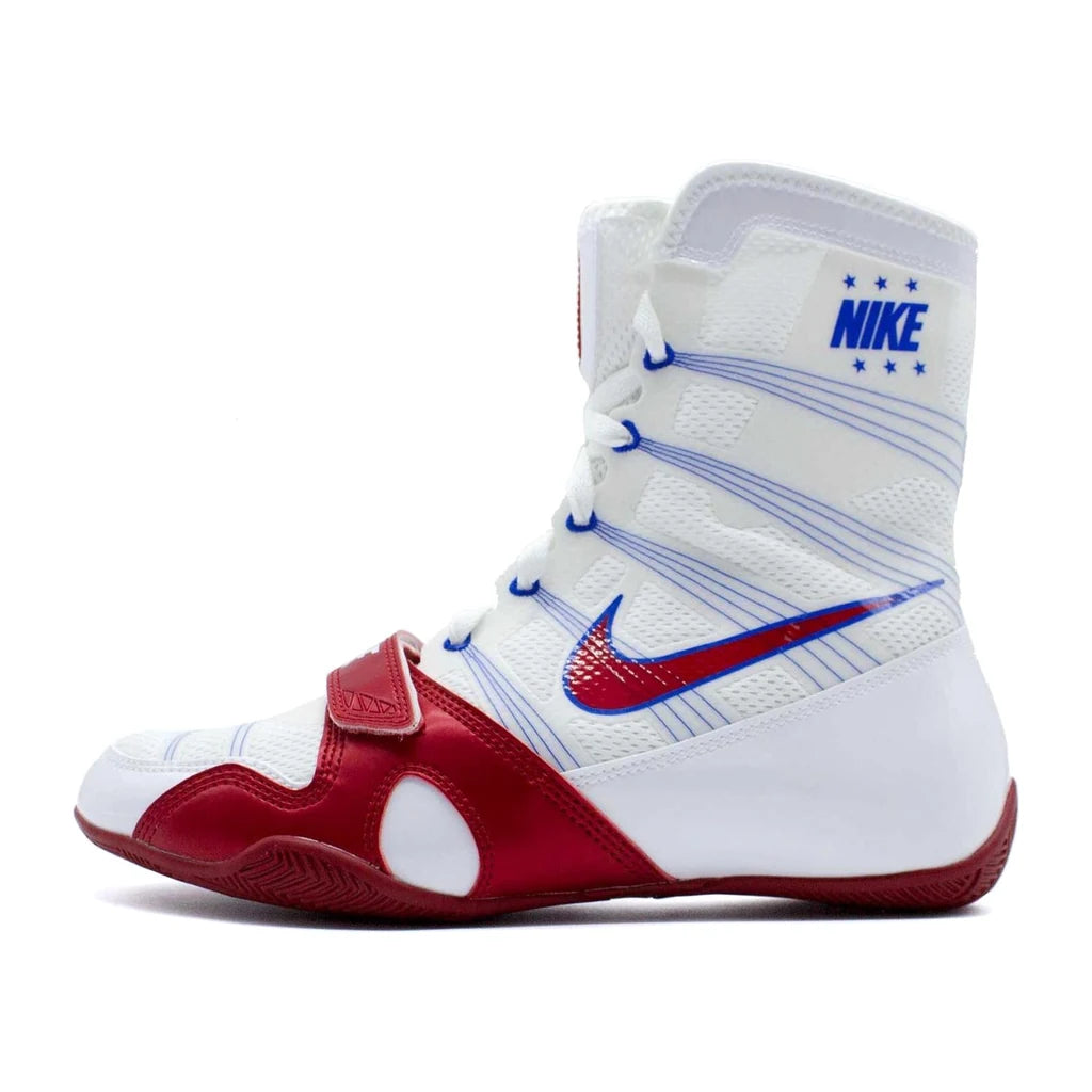 Nike HyperKO 1 Boxing Boots White/Royal Red - outer side view