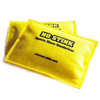 No Stink Sports Glove Deodoriser, two yellow deodorising pouches