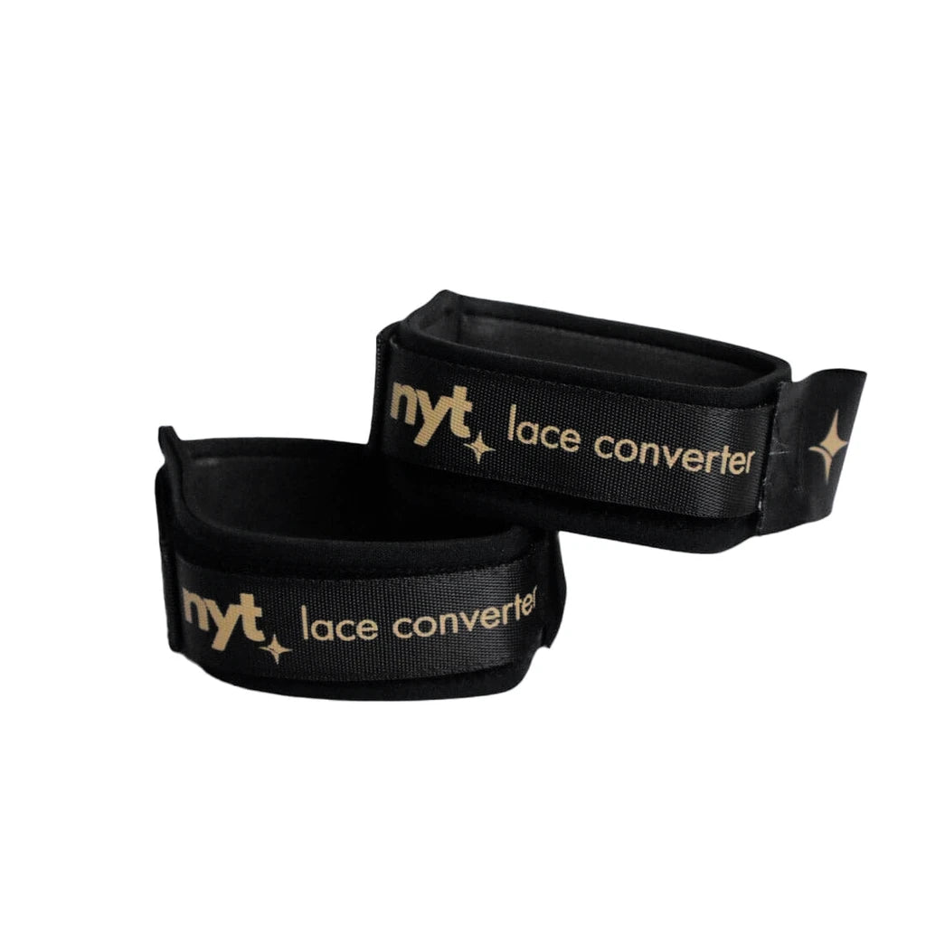 NYT Lace Converters Black/Sand, front studio view