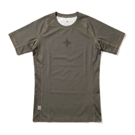 NYT Staple Series Short Sleeve Rashguard Khaki/Ash, front studio view