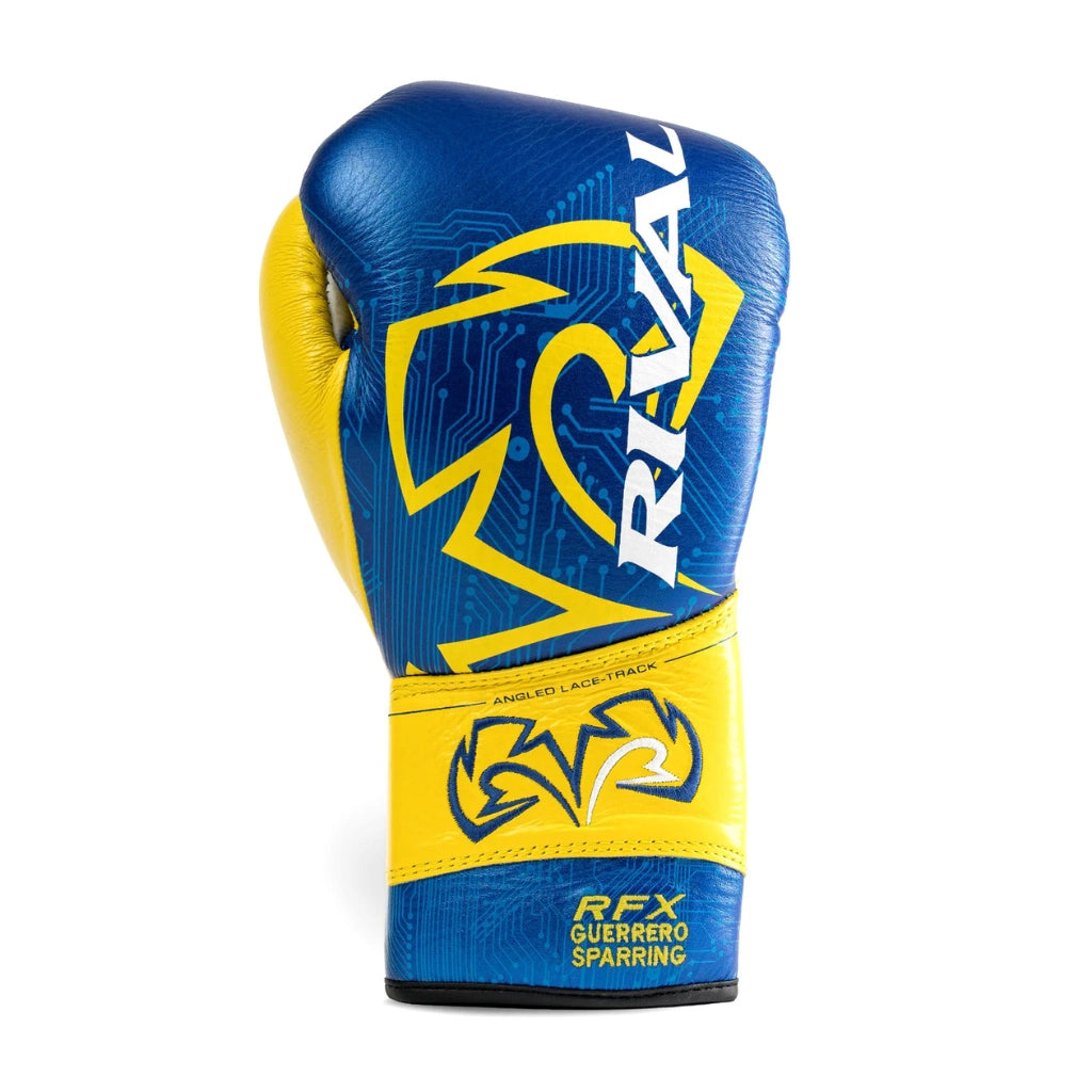 Rival RFX-Guerrero-V Lace Up Sparring Gloves (P4P Edition) Blue/Yellow ...