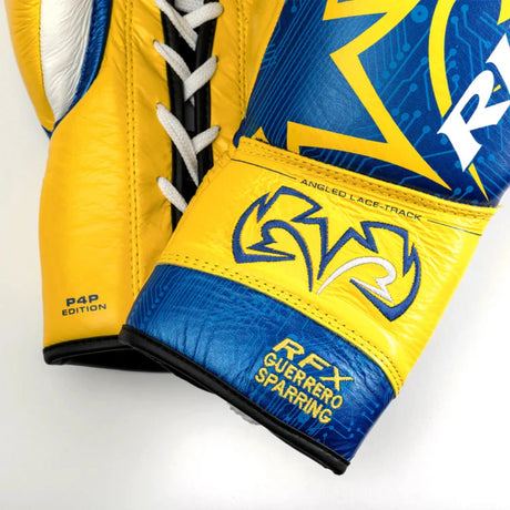 Rival RFX-Guerrero-V Lace Up Sparring Gloves (P4P Edition) Blue/Yellow