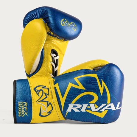 Rival RFX-Guerrero-V Lace Up Sparring Gloves (P4P Edition) Blue/Yellow
